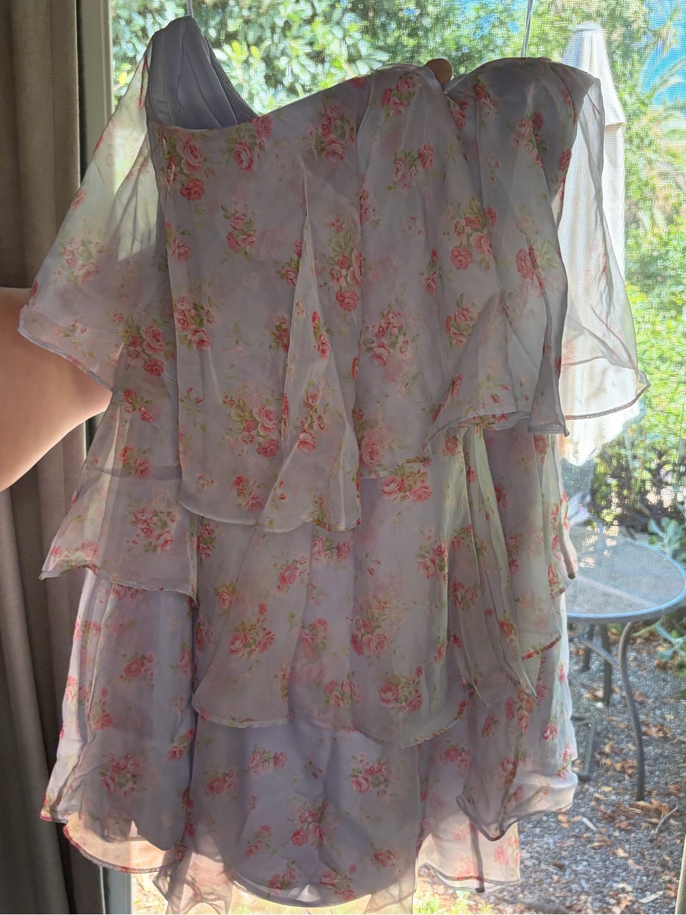 Abercrombie & Fitch White Chiffon Dress with Pink Floral Print